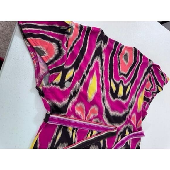 "ATTENTION" Y2K, BABYDOLL TOP, IKAT PATTERN,TIE BACK, V-NECK,90'S - Picture 10 of 10